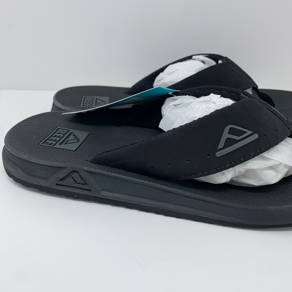 REEF Men’s Phantoms Black Open Toe Flip Flop Sandals High Arc Support Size 7 New - Picture 5 of 9